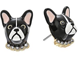 KATE SPADE Black Frenchie Ma Chérie Antoine Dog Stud Earrings w/ KS Dust... - £30.02 GBP