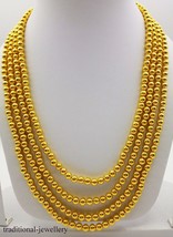 Gold Chain Necklace 20K Yellow Gold Ball Chain 4 Line Bead String Chain Necklace - £2,169.33 GBP