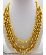 GOLD CHAIN NECKLACE 20K YELLOW GOLD BALL CHAIN 4 LINE BEAD STRING CHAIN NECKLACE - $2,713.85