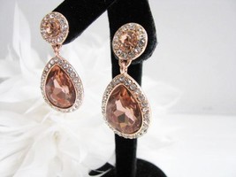 Rose Gold Crystals Rhinestones Bridal Wedding Jewelry Earrings Crystal Bridal St - £20.56 GBP
