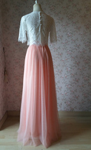 Peach Pink Tulle Skirt Outfit Wedding Custom Plus Size Floor Length Tulle Skirt image 3