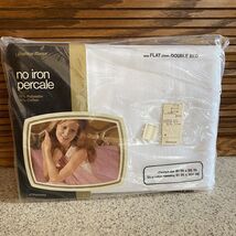 Vintage JCPenney Fashion Manor No Iron Percale White Flat Sheet for Doub... - $18.99