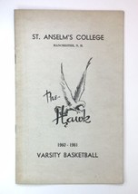 St. Anselm&#39;s College Manchester NH 1960-1961 Varsity Basketball Booklet ... - £15.98 GBP
