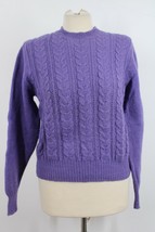 Vtg Reed Hunter L (S) Purple 100% Wool Cable Knit Pullover Sweater - $28.49