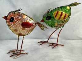 Wind and Weather Colorful Glass Bird Statues Set of 2 - £22.63 GBP
