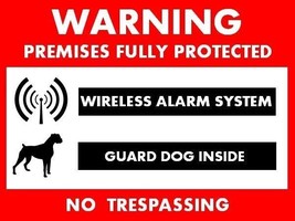 Wireless Alarm + Guard Dog Warning Security Stickers / 6 Pack + FREE Shi... - £4.41 GBP