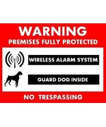 Wireless Alarm + Guard Dog Warning Security Stickers / 6 Pack + FREE Shi... - £4.44 GBP