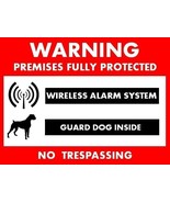 Wireless Alarm + Guard Dog Warning Security Stickers / 6 Pack + FREE Shi... - $5.65