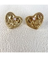 New Disney Avon Minnie Mouse Heart Pink &amp; Pretty Goldtone Pierced Earrin... - £11.88 GBP