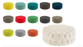 Large Round Coffee Table Cocktail Ottoman Button Tufted 14 Fabric Colors 40&quot; Dia - £271.74 GBP+