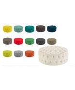 Large Round Coffee Table Cocktail Ottoman Button Tufted 14 Fabric Colors... - $556.90 CAD