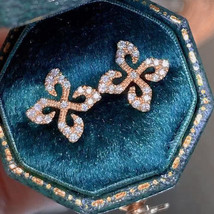 Design Earrings Goddess Exquisite Full Diamond Flower Earrings Super Fairy Flowe - £8.02 GBP