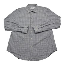 Perry Ellis Shirt Mens L White Plaid Button Up Long Sleeve Collared Top - £14.71 GBP