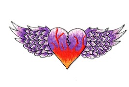Flying Heart Embroidered Iron On Patch - $7.91