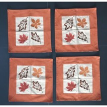 Harvest Embroidered Leaf Placemats With Faux Suede Trim Fall Colors Orange Brown - £4.44 GBP