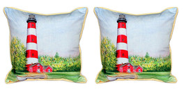Pair of Betsy Drake Assateague Lighthouse VA Large Indoor Outdoor Pillows - £71.21 GBP