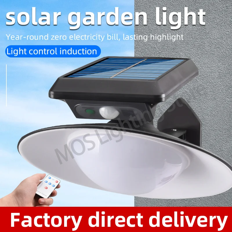 LED Solar Wall Light Induction Light with Remote Control PIR Motion Road Lamp Ou - £221.54 GBP