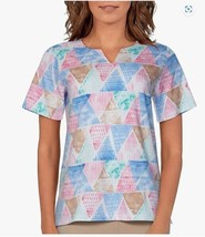 Alfred Dunner Womens Triangle Split Neck Top - $18.80