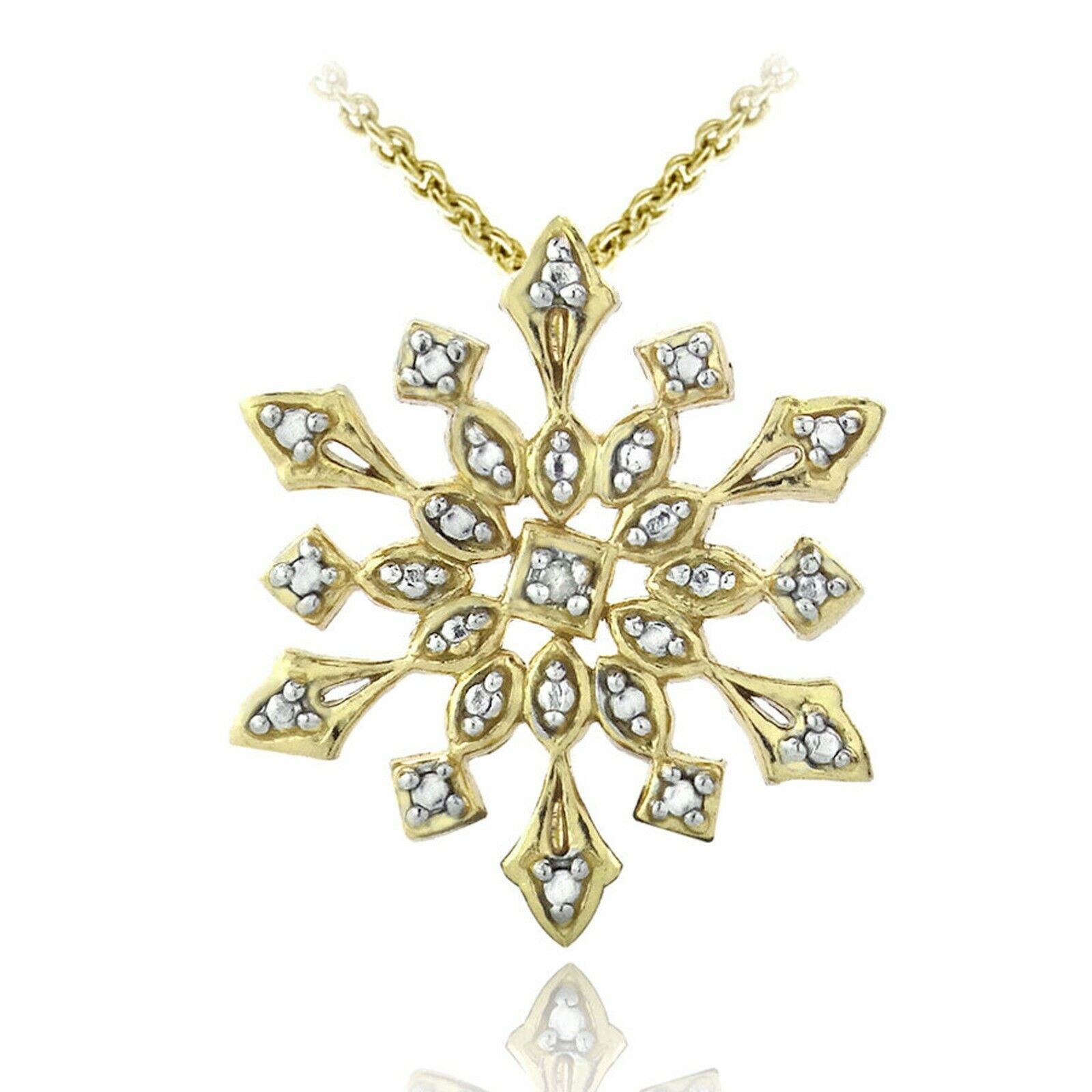 925 Sterling Silver Brilliant Simulated Diamond Snowflake Pendant Neckla... - $29.99