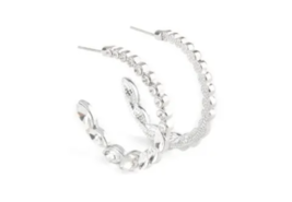 Paparazzi Prime Time Princess White Hoop Earrings - New - £3.53 GBP