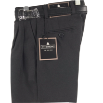 Vittorino Boys Black Dress Pants with Belt Pleated Front Regular Hem Size 4 - $24.99