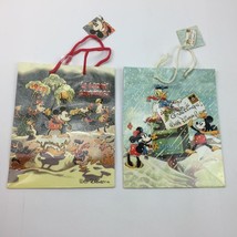 Vtg Walt Disney Christmas Gift Bags Set 2 Seasons Greetings 1935 Mickey Donald - $24.99