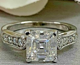 Classic 2.75Ct Asscher Cut Diamond Engagement Ring Solid 14k White Gold Size 8.5 - £191.90 GBP