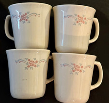 Corning English Breakfast Coffee Cups (4) Pink &amp; Blue Flower Corelle by ... - $26.00