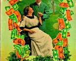 Romance We&#39;ll Build Our Bower Under a Money Shower Wreath UNP DB Postcar... - $3.91