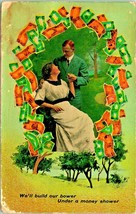 Romance We&#39;ll Build Our Bower Under a Money Shower Wreath UNP DB Postcard 1910s - £3.12 GBP