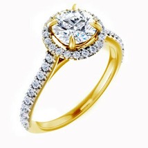 2.25CT Round LC Moissanite 14K Yellow Gold Plated Solitaire Engagement Ring - £63.80 GBP