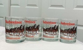 1989 Budweiser Clydesdales Horses 4 Double Old Fashion  Drinking Glass - £30.99 GBP