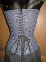 Versatile Dita Burlesque denim pin-up corset 22-26 VLV - $326.32
