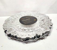 Christmas Wedding Silver Scalloped Melamine Chargers Plates Set of 4 - $42.99