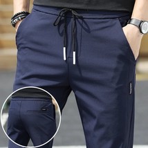 Summer  Waist Ice Silk Casual Pants Slim Straight Trend  Pants Jogging Pants Men - £93.98 GBP