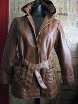 Vintage 70s pleather vinyl hoody disco coat jacket - $116.53