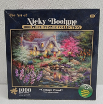 Sealed Cottage Pond 1000 Piece Jigsaw Puzzle Nicky Boehme 20 x 27 Garden - £7.02 GBP