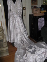 Vintage 80s Princess Diana Wedding Dress Gown 5&#39; train - £943.62 GBP