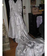 Vintage 80s Princess Diana Wedding Dress Gown 5&#39; train - £959.22 GBP