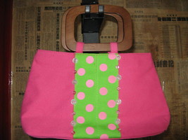 PinUp Girl rockabilly Tiki wood handle dots handbag VLV - $38.92