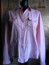 Rockabilly country western pink beads stage shirt VLV S - £27.78 GBP