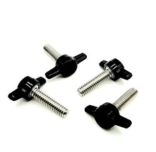 1/4&quot;-20 x 1&quot; Marine Grade Thumb Screw T Bolts Black Knob 316 Stainless 4 Pack - £10.12 GBP