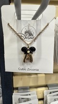 Disney Parks Mickey Mouse Ears Cubic Zirconia Letter A Gold Color Necklace NEW image 3