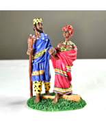 Vintage African Tribal Happy Couple Small Resin Figurine Red Blue Vibran... - $569.63 MXN