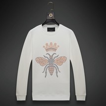 2021 Men  Crown Rhinestones Hoodie Sweatshirt Fashion Streetwear Full Pullover H - £99.61 GBP