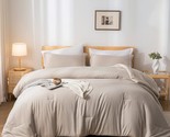 King Size 7Pc Oatmeal Microfiber Bedding Set With Sheets, Pillow Shams A... - $79.99