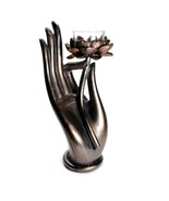 BUDDHA HAND CANDLE HOLDER 8&quot; Buddhist Vitarka Mudra Statue HIGH QUALITY ... - $46.24 CAD