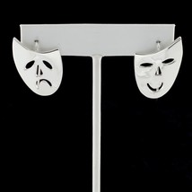 Sterling Silver .925 Comedy/Tragedy Happy/Sad Drama Mask Earrings - £166.13 GBP