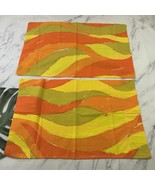 Vera Neumann Burlington Vintage Pillowcases Orange Yellow Wave Set of 2 70s - $33.69 CAD