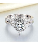 1.00CT Created Diamond 2pcs Bridal Ring Set Eternity Curve 14k White Gol... - £77.30 GBP